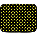 Polka Dots - Canary Yellow on Black Fleece Blanket (Mini)