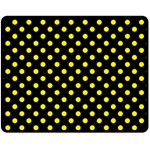 Polka Dots - Canary Yellow on Black Fleece Blanket (Medium) (One Side)