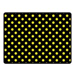 Polka Dots - Canary Yellow on Black Fleece Blanket (Small) (One Side)