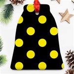Polka Dots - Canary Yellow on Black Bell Ornament (Two Sides)