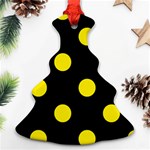 Polka Dots - Canary Yellow on Black Ornament (Christmas Tree)