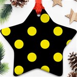 Polka Dots - Canary Yellow on Black Star Ornament (Two Sides)