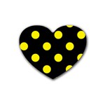 Polka Dots - Canary Yellow on Black Heart Coaster (4 pack)