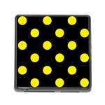 Polka Dots - Canary Yellow on Black Memory Card Reader (Square)