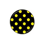 Polka Dots - Canary Yellow on Black Hat Clip Ball Marker (4 pack)