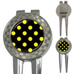 Polka Dots - Canary Yellow on Black 3-in-1 Golf Divot