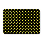 Polka Dots - Canary Yellow on Black Small Doormat