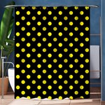 Polka Dots - Canary Yellow on Black Shower Curtain 60  x 72  (Medium)