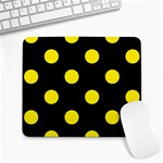 Polka Dots - Canary Yellow on Black Large Mousepad
