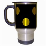 Polka Dots - Canary Yellow on Black Travel Mug (Silver Gray)