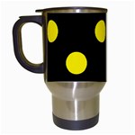 Polka Dots - Canary Yellow on Black Travel Mug (Black)