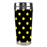 Polka Dots - Canary Yellow on Black Stainless Steel Travel Tumbler