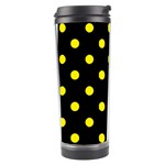 Polka Dots - Canary Yellow on Black Travel Tumbler
