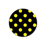 Polka Dots - Canary Yellow on Black Magnet 3  (Round)
