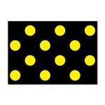 Polka Dots - Canary Yellow on Black Sticker A4 (10 pack)