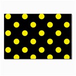 Polka Dots - Canary Yellow on Black Postcard 5  x 7 