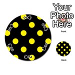 Polka Dots - Canary Yellow on Black Playing Cards 54 (Round)