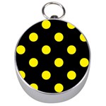 Polka Dots - Canary Yellow on Black Silver Compass