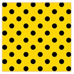 Polka Dots - Black on Gold Yellow Large Satin Scarf (Square)