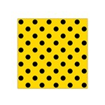 Polka Dots - Black on Gold Yellow Satin Bandana Scarf