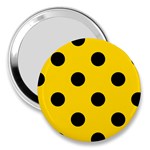 Polka Dots - Black on Gold Yellow 3  Handbag Mirror