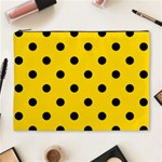 Polka Dots - Black on Gold Yellow Cosmetic Bag (XL)
