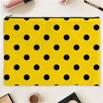 Polka Dots - Black on Gold Yellow Cosmetic Bag (XXXL)