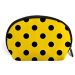 Polka Dots - Black on Gold Yellow Accessory Pouch (Large)