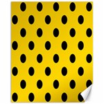 Polka Dots - Black on Gold Yellow Canvas 11  x 14 