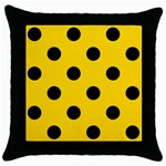 Polka Dots - Black on Gold Yellow Throw Pillow Case (Black)