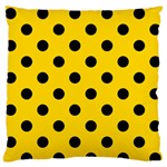 Polka Dots - Black on Gold Yellow Large Flano Cushion Case (One Side)
