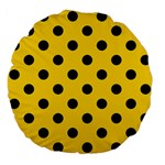 Polka Dots - Black on Gold Yellow Large 18  Premium Flano Round Cushion
