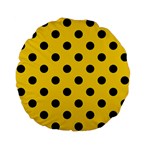 Polka Dots - Black on Gold Yellow Standard 15  Premium Flano Round Cushion