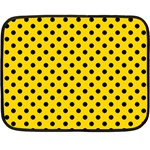 Polka Dots - Black on Gold Yellow Fleece Blanket (Mini)