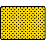 Polka Dots - Black on Gold Yellow Fleece Blanket (Large) (One Side)