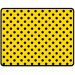 Polka Dots - Black on Gold Yellow Fleece Blanket (Medium) (One Side)