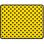 Polka Dots - Black on Gold Yellow Double Sided Fleece Blanket (Medium) (Two Sides)