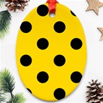Polka Dots - Black on Gold Yellow Ornament (Oval)