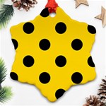 Polka Dots - Black on Gold Yellow Ornament (Snowflake)