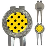 Polka Dots - Black on Gold Yellow 3-in-1 Golf Divot
