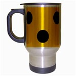 Polka Dots - Black on Gold Yellow Travel Mug (Silver Gray)
