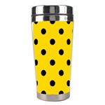 Polka Dots - Black on Gold Yellow Stainless Steel Travel Tumbler