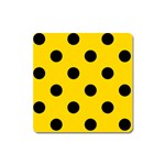 Polka Dots - Black on Gold Yellow Magnet (Square)