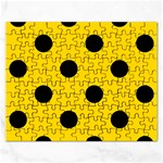 Polka Dots - Black on Gold Yellow Jigsaw Puzzle (Rectangular)