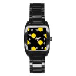Polka Dots - Gold Yellow on Black Stainless Steel Barrel Watch