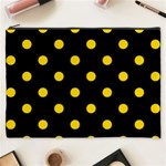 Polka Dots - Gold Yellow on Black Cosmetic Bag (XXXL)