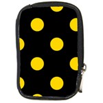 Polka Dots - Gold Yellow on Black Compact Camera Leather Case