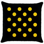 Polka Dots - Gold Yellow on Black Throw Pillow Case (Black)