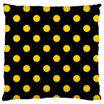 Polka Dots - Gold Yellow on Black Standard Flano Cushion Case (One Side)
