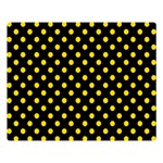 Polka Dots - Gold Yellow on Black Double Sided Flano Blanket (Large)
